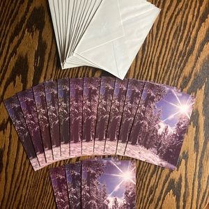 Vintage 14 Unused Hallmark Morton Beebe Winter Forest Christmas Cards Envelopes